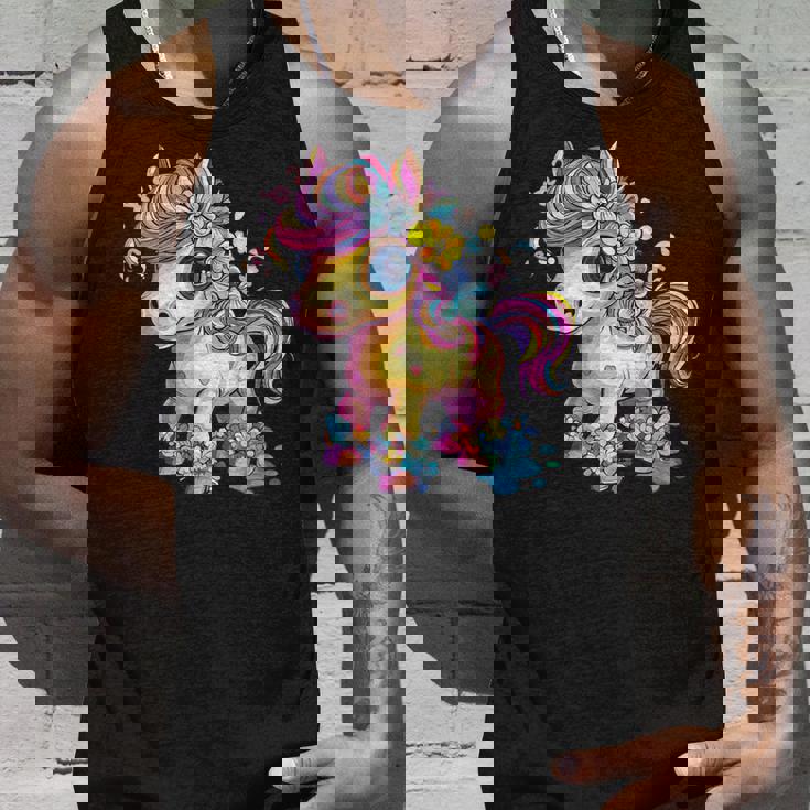 レインボーフラワーマジックのかわいいポニー。 タンクトップ 彼への贈り物