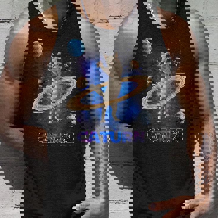 宇宙の土星猫土星ギャラクシー面白い子猫猫の恋人 タンクトップ 彼への贈り物