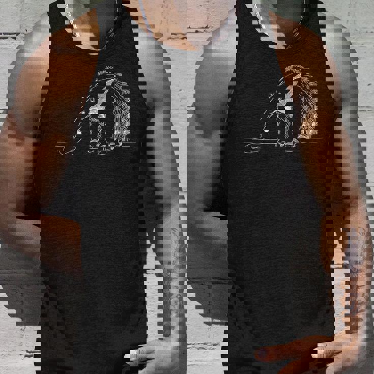 巨大アリクイ ラインアート 野生動物 図面デザイン タンクトップ 彼への贈り物