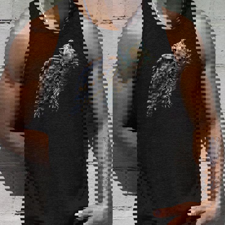 幸せな笑顔の亀 セルフィー ポートレート 面白い タンクトップ 彼への贈り物