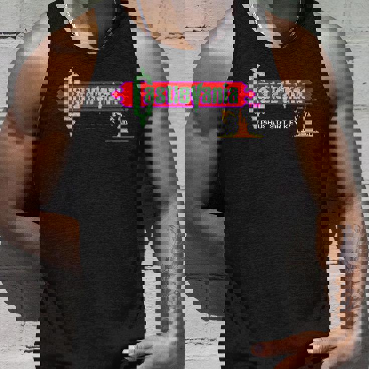 悪魔城ドラキュラ タイトル画面 レトロ ゲーム 城 壮大な冒険 タンクトップ 彼への贈り物