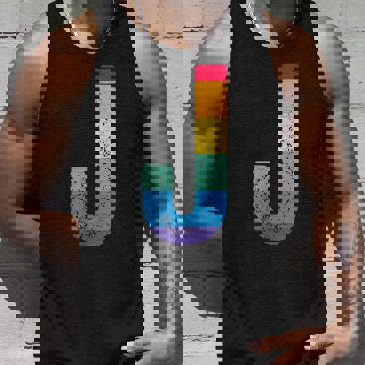 文字 J 大文字 アルファベット モノグラム イニシャル レインボー アルファベット J タンクトップ 彼への贈り物