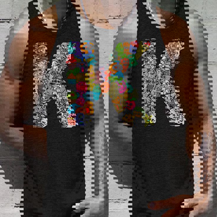 文字k Monsters アルファベットネーム イニシャル キュート モノグラム タンクトップ 彼への贈り物