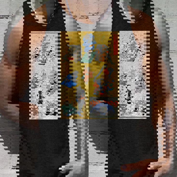 日本の猫 歌川国芳 流行猫の狂言づくし 歌舞伎 ヴィンテージ浮世絵 芸術の美的 日本の伝統美術 タンクトップ 彼への贈り物