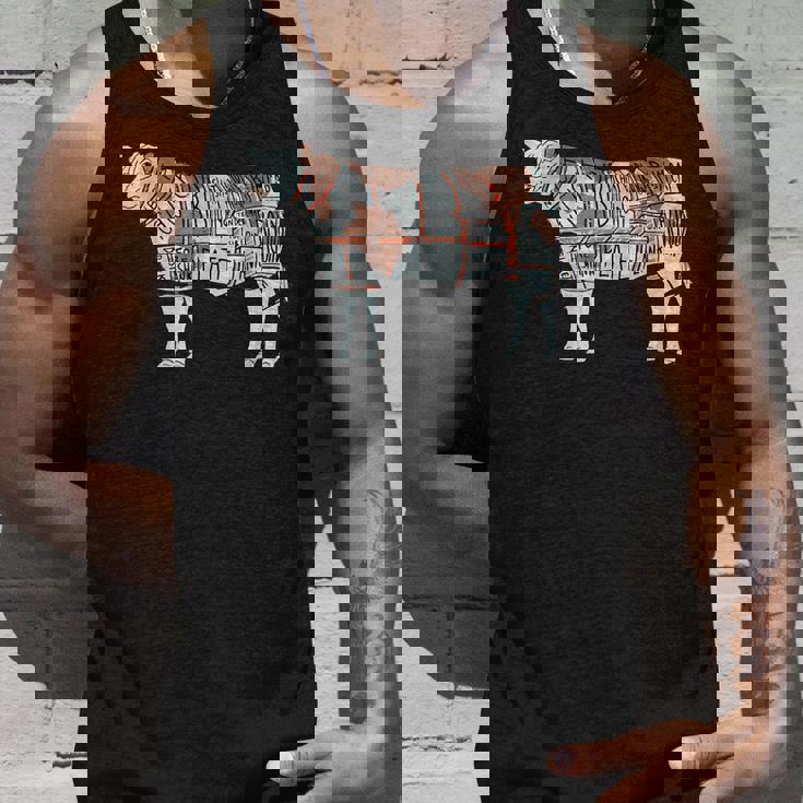 牛肉の部位 面白いtシャツ 焼肉 Bbq 牛 グルメ メンズ おもしろ 面白い 服 オリジナル グッズ ネタ イラスト タンクトップ 彼への贈り物