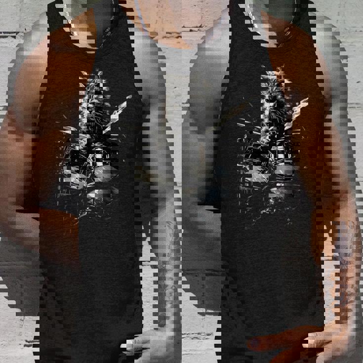 猫がドラムを叩く 長袖tシャツ タンクトップ 彼への贈り物