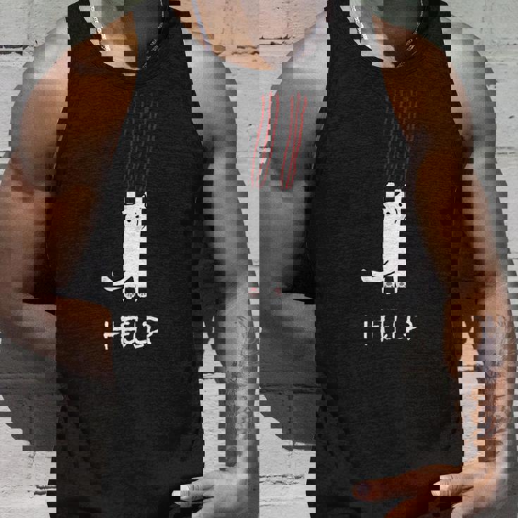 猫が助けを求めている、猫好きの方にオススメの面白いイラスト タンクトップ 彼への贈り物