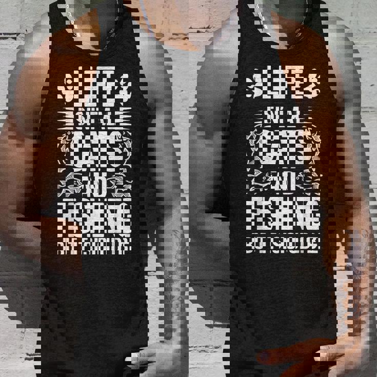 猫と釣り漁師 おもしろ釣り タンクトップ 彼への贈り物