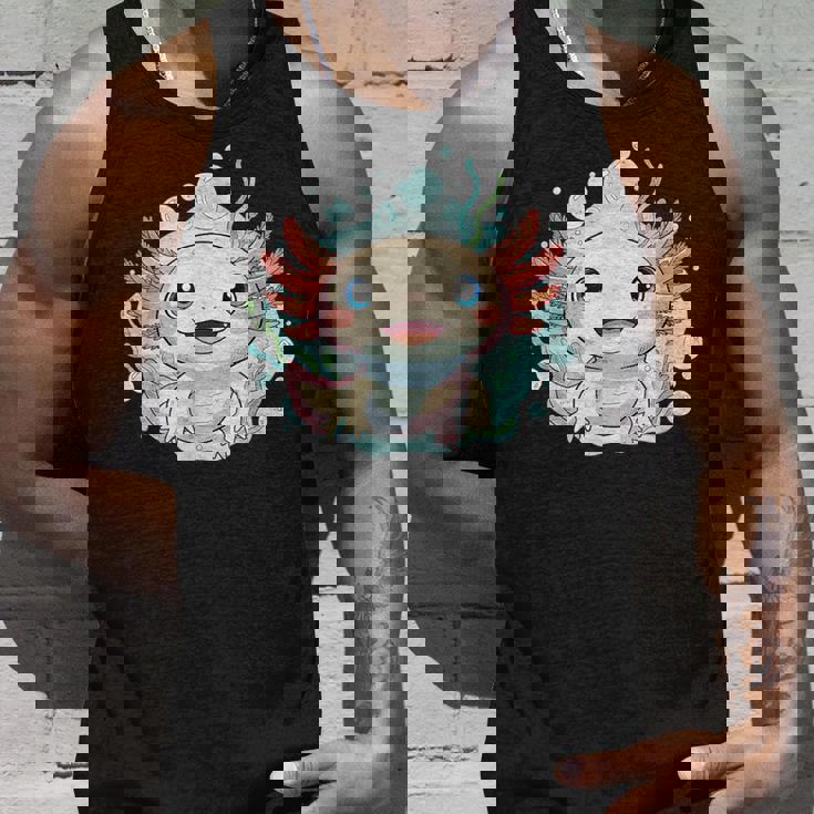 笑顔のaxolotl カワイイかわいい水中漫画 タンクトップ 彼への贈り物