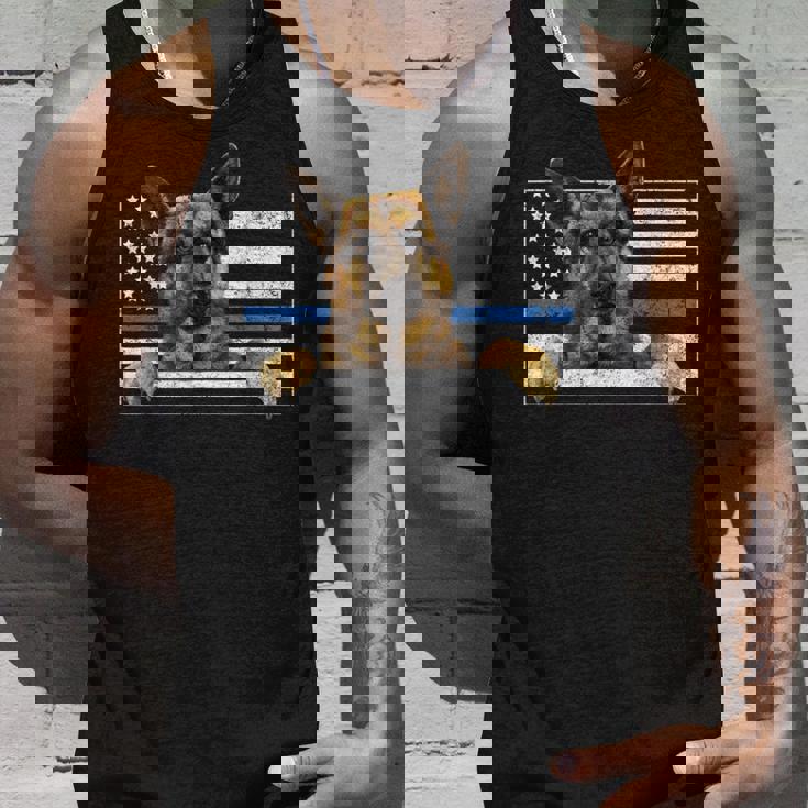 細いブルーライン K9 ジャーマンシェパード 犬 警察官 タンクトップ 彼への贈り物