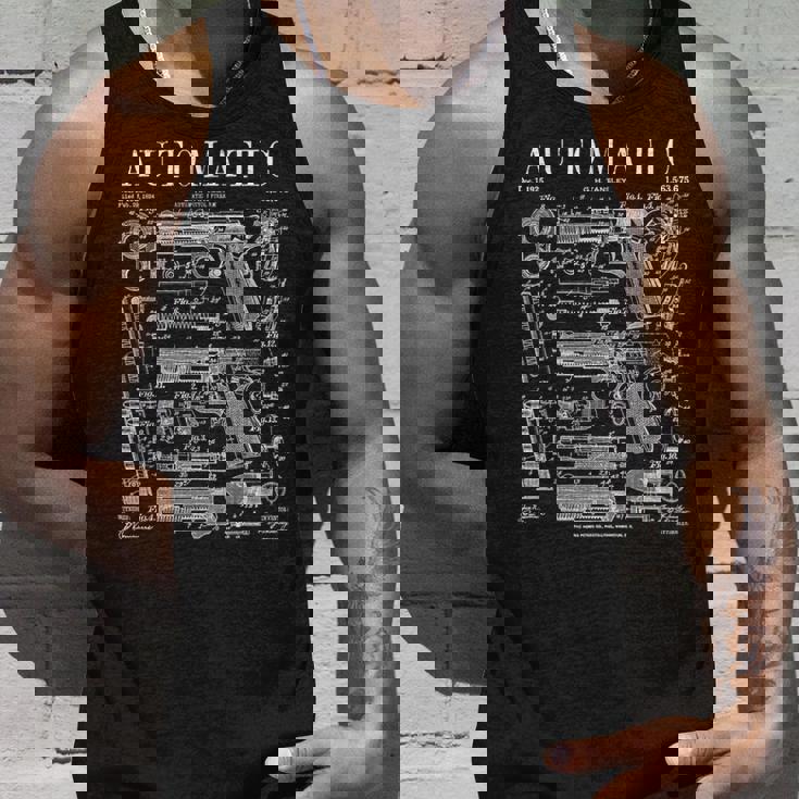 自動ピストル 拳銃 銃器 ヴィンテージガン 特許プリント タンクトップ 彼への贈り物