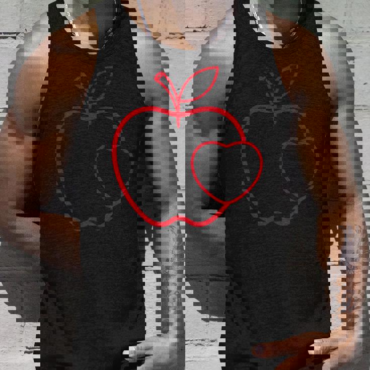 赤い りんご ハート ラインアート かわいい シンプル デザイン タンクトップ 彼への贈り物