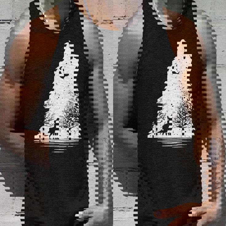 遠吠えするオオカミ 星空 オオカミモチーフ 男女兼用 タンクトップ 彼への贈り物