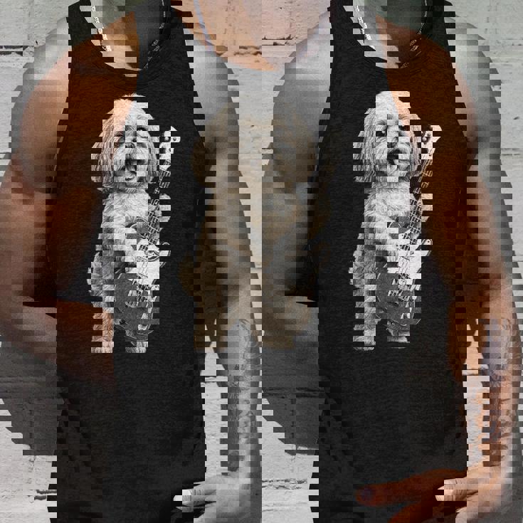 面白いtシャツ シーズー 犬 ギター イヌ メンズ 犬好き グッズ かわいい おもしろ 面白い 服 ネタ タンクトップ 彼への贈り物