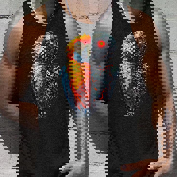 面白いオウムロボット動物愛好家サイボーグオウムロボット Robot Parrot Lover Cyborg Ai タンクトップ 彼への贈り物