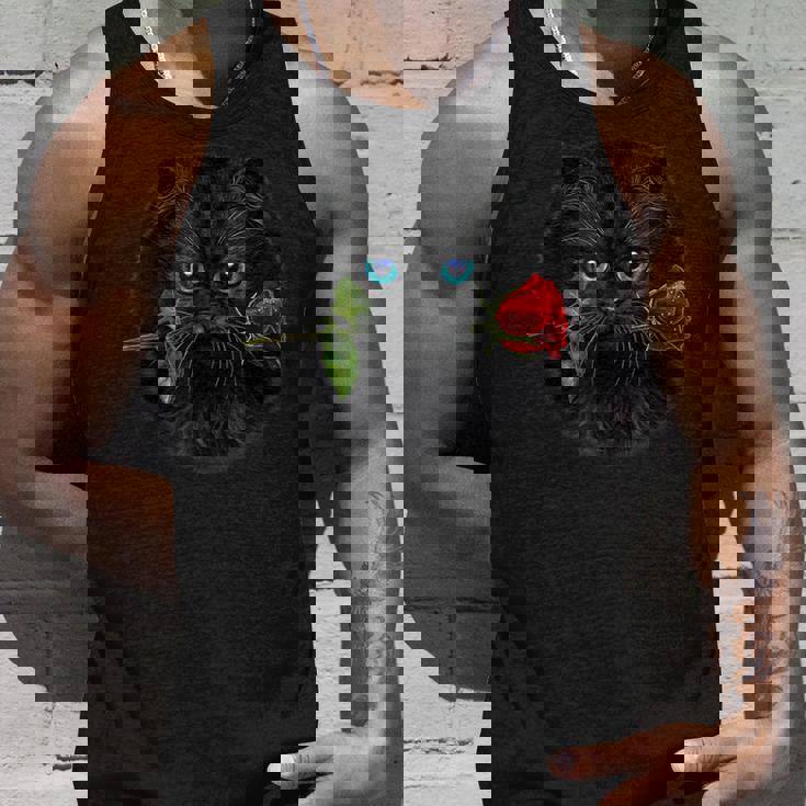 黒ペルシャ猫 ねこ 薔薇 バラ バレンタイン タンクトップ 彼への贈り物