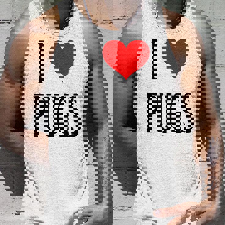 I Love Pugs I Heart Pugs Dog Lover Pet Puppy Dog Pug タンクトップ 彼への贈り物