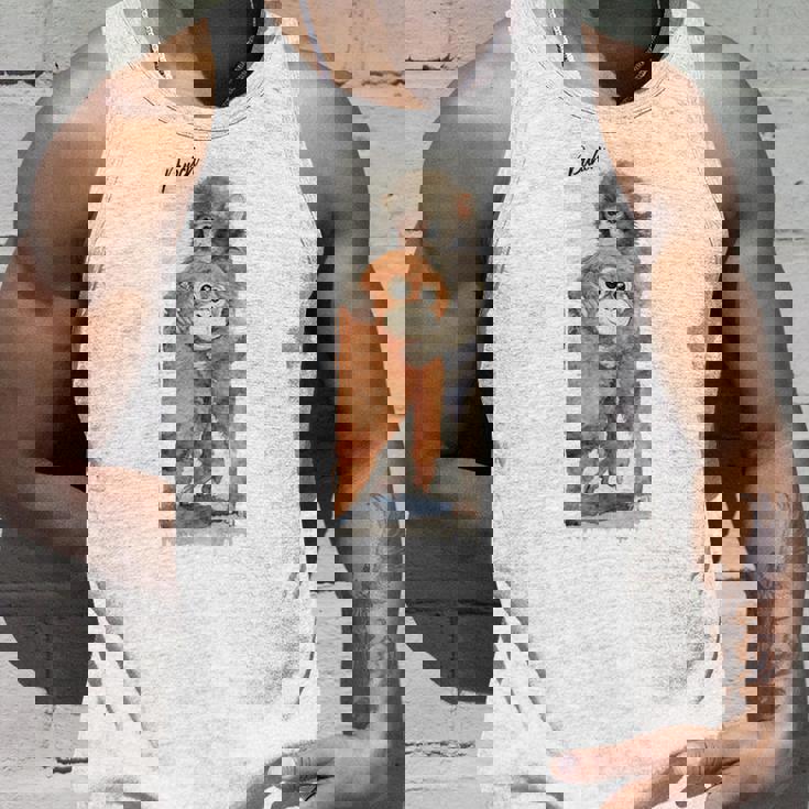 Punch – かわいい赤ちゃん猿とオランウータンのぬいぐるみ 水彩 長袖tシャツ タンクトップ 彼への贈り物