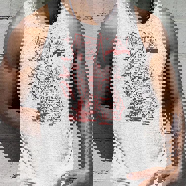 Trendy California Republic Landmarks Map Outlineintage タンクトップ 彼への贈り物