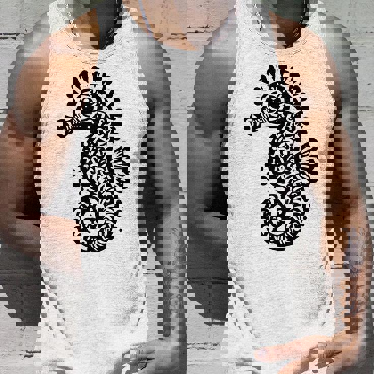 かわいいタツノオトシゴ ポリネシア トライバル マオリ柄 タツノオトシゴ 長袖tシャツ タンクトップ 彼への贈り物