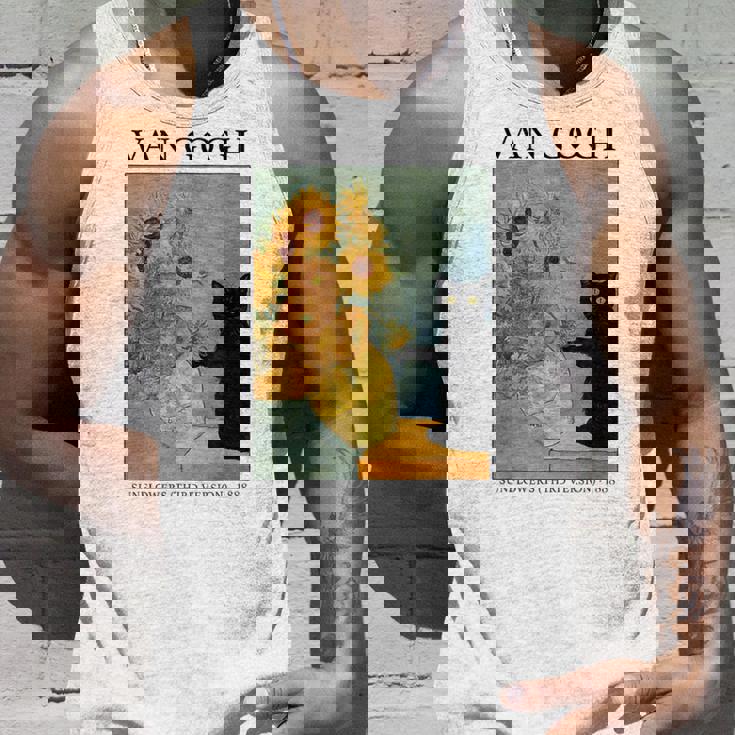 ひまわりと黒猫のヴィンテージアート 猫好き 猫飼い 猫 ネコ ねこくろねこ好き 面白い タンクトップ 彼への贈り物