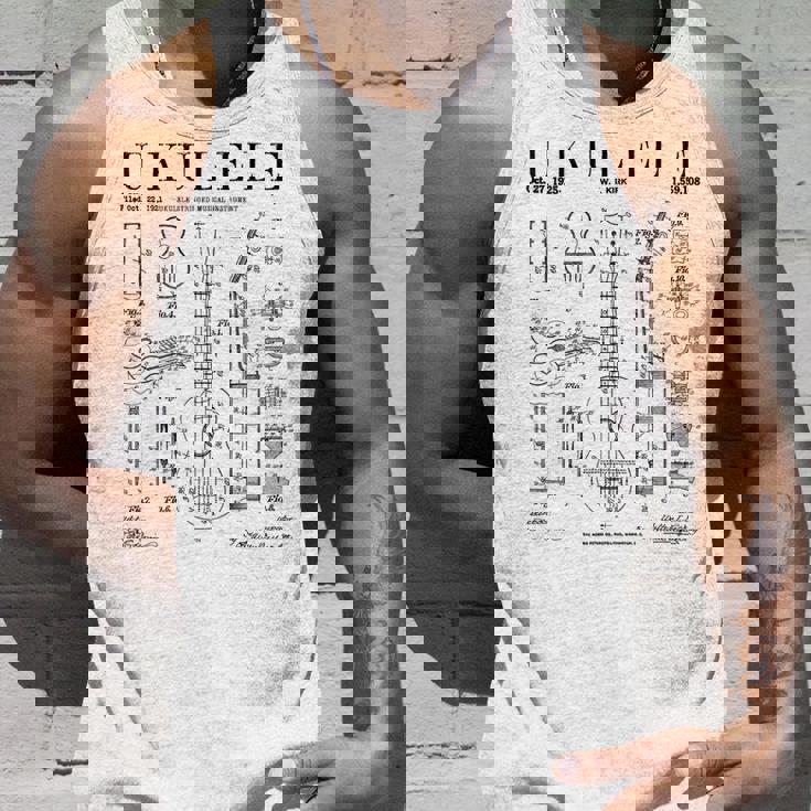 ウクレレ楽器 ウケ ヴィンテージ 特許 図面 プリント タンクトップ 彼への贈り物