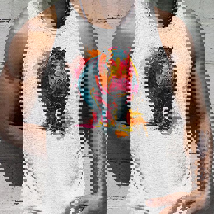 カバ 動物 カラフル グラフィック 抽象 アート 絵画 カバ タンクトップ 彼への贈り物