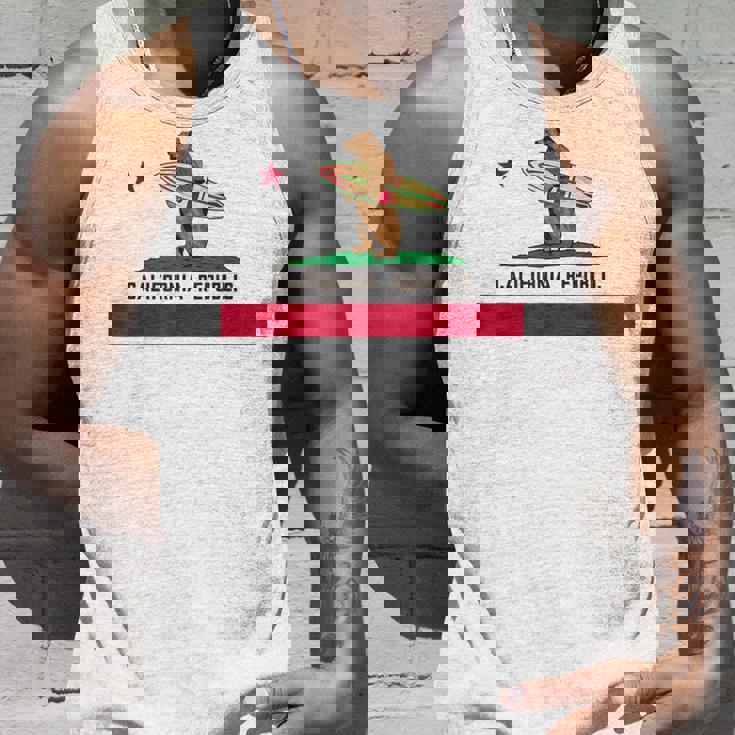 カリフォルニアシャツ、共和国旗カリフォルニアサーフィンベア タンクトップ 彼への贈り物