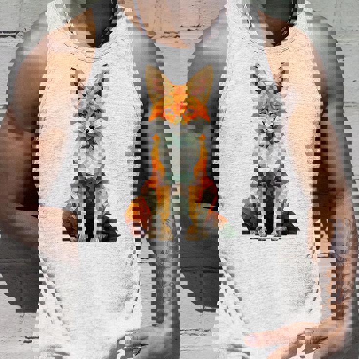 キツネ アニマル柄 グラフィック ポートレート イラスト 幾何学 キツネ タンクトップ 彼への贈り物