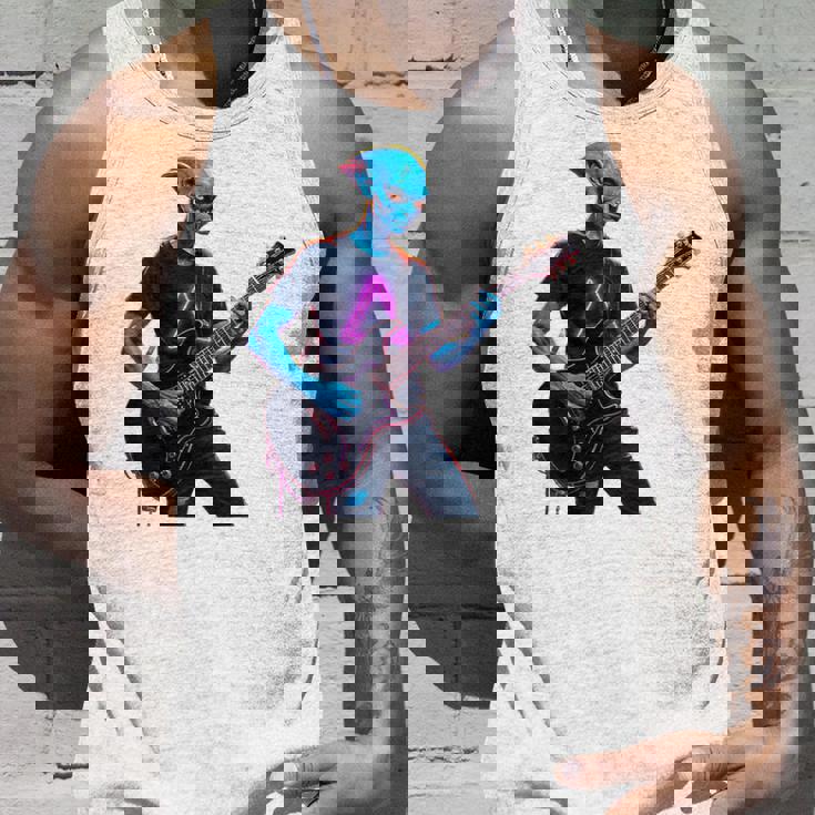 バックプリント ギタリスト エイリアン グラフィック ギター エイリアン ギタリスト タンクトップ 彼への贈り物