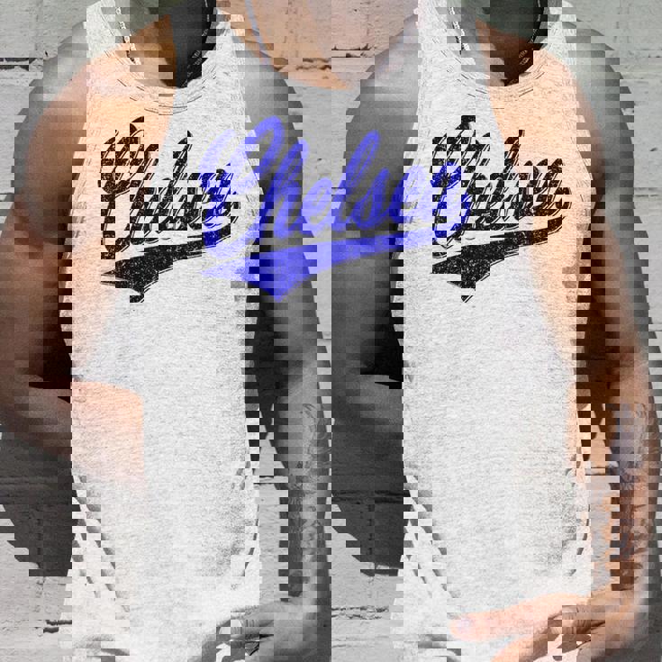 チェルシー ロンドン イングランド バーシティ スクリプト クラシック スポーツ ジャージ タンクトップ 彼への贈り物