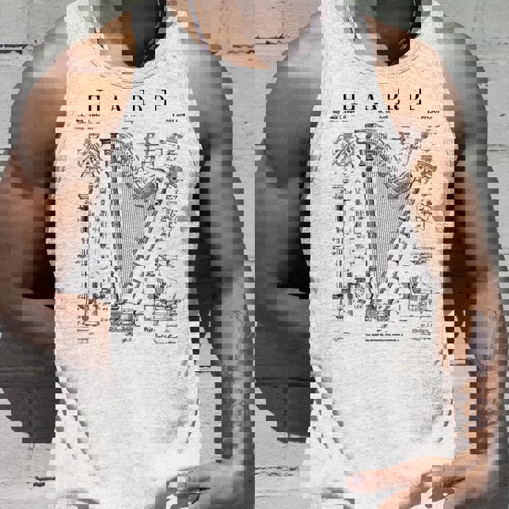 ハープ ヴィンテージ 特許ハーピスト ドローイングプリント タンクトップ 彼への贈り物