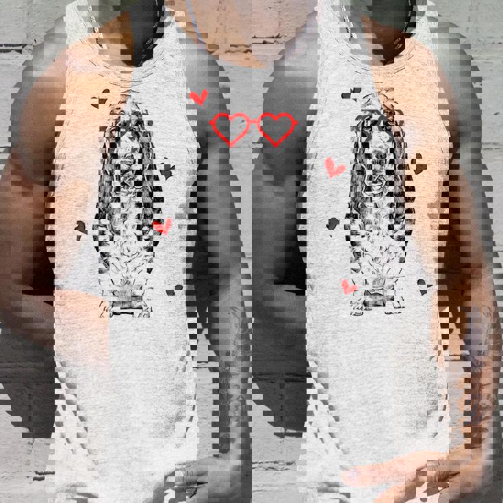 バセットハウンド ハートグラス バレンタインデー 犬 ママ タンクトップ 彼への贈り物