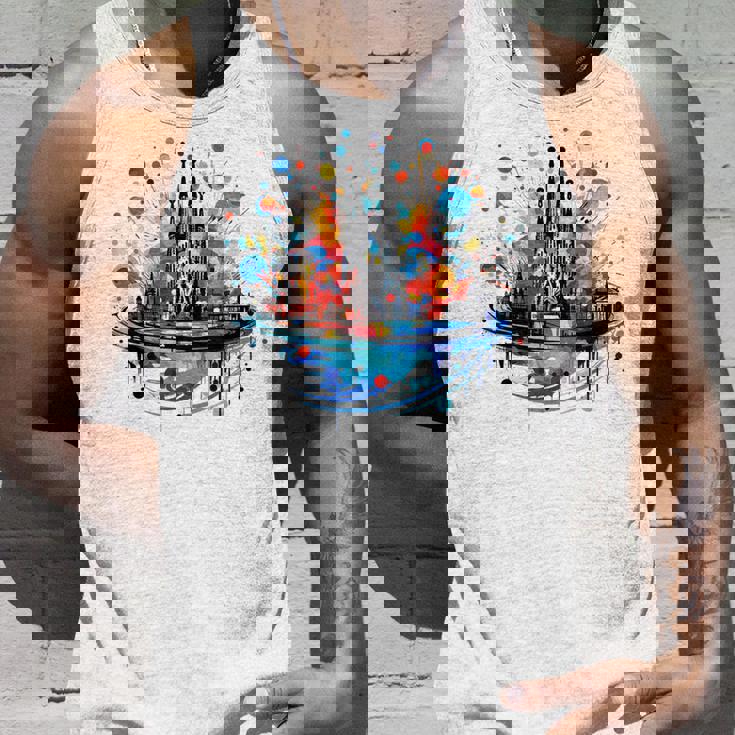 バルセロナのサグラダ ファミリアの美しいイラスト タンクトップ 彼への贈り物