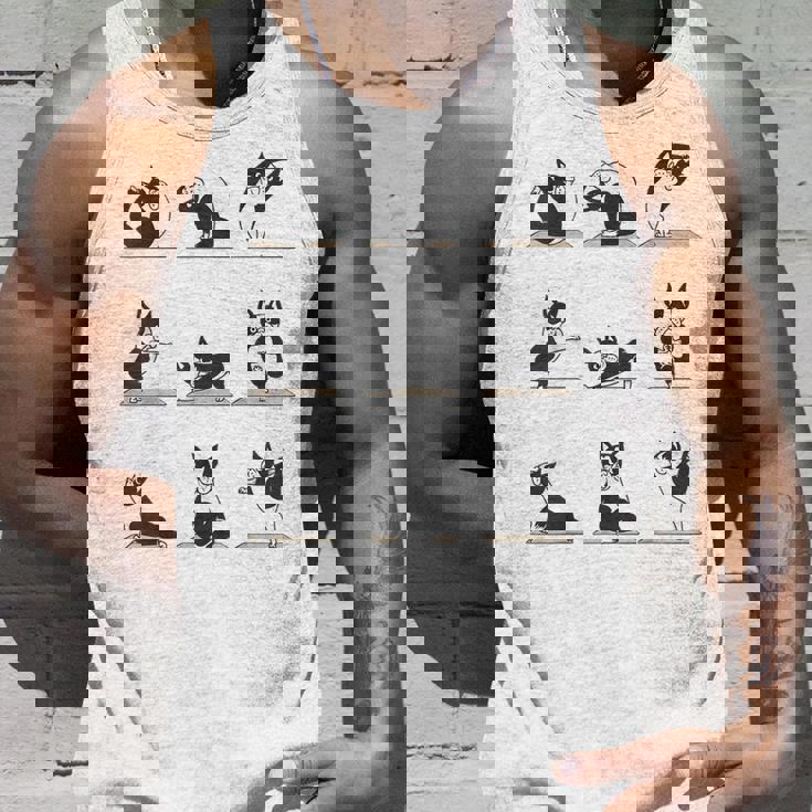 ボストンテリア ヨガ アサナ ポーズ 瞑想 おもしろtシャツ タンクトップ 彼への贈り物