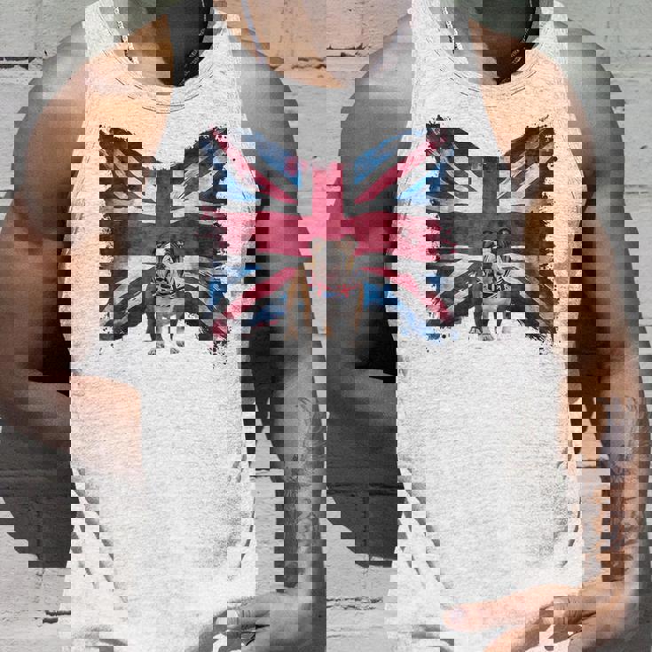 ユニオンジャックバンダナをかぶったブリティッシュブルドッグ、かわいい英国国旗。 タンクトップ 彼への贈り物