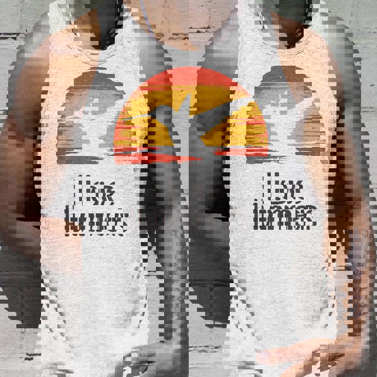 レトロ ヴィンテージ サンセット 2024 I Love Hummers コリブリ ハチドリ タンクトップ 彼への贈り物