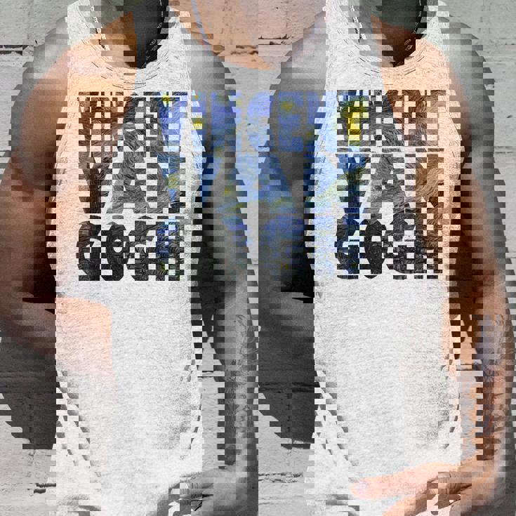 ヴィンセント・ヴァン・ゴッホ作「星月夜」 テキスト ミュージアムアート タンクトップ 彼への贈り物