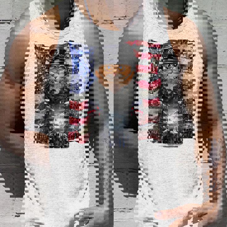 三毛猫 オレンジ猫 ねこ バイク 星条旗 アメリカ タンクトップ 彼への贈り物