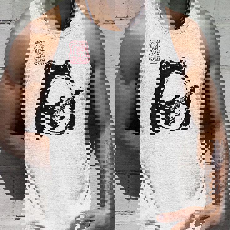 不機嫌そうなカエル 面白い ギター ロックミュージック アニメ 日本語 タンクトップ 彼への贈り物