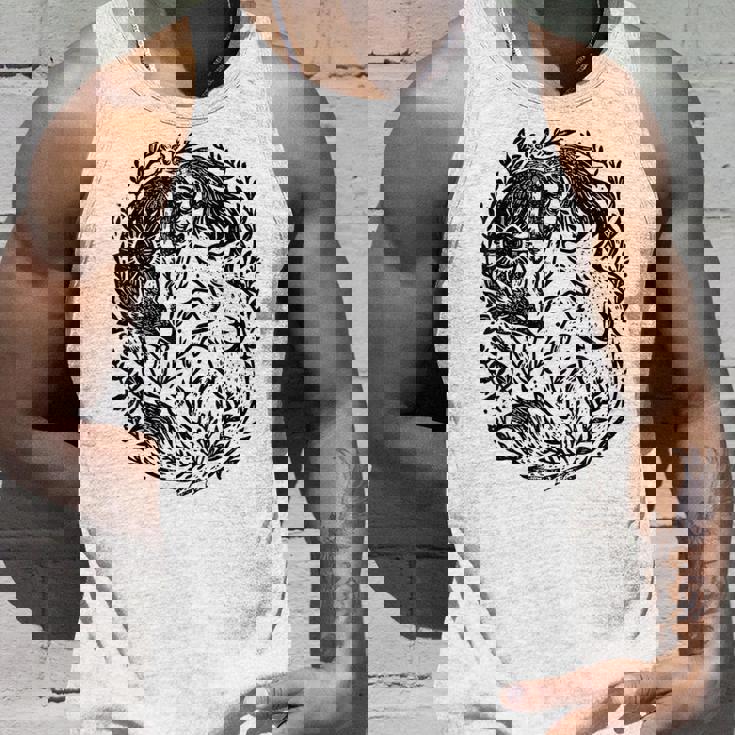 天の陰陽狐 太陽と月 ボーホーウッドランドアート タンクトップ 彼への贈り物