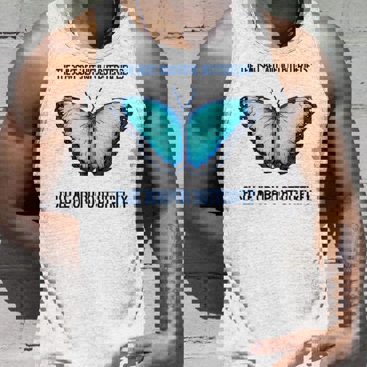 最も美しい蝶青いモルフォバタフライ タンクトップ 彼への贈り物