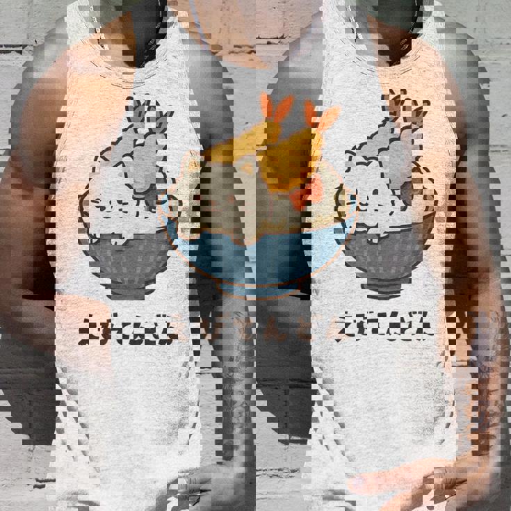 海老天丼 天丼 えび ご飯 ねこ 白猫 天丼好き 猫好き おもしろ かわいい猫 イラスト 猫キャラ 癒し 系 タンクトップ 彼への贈り物