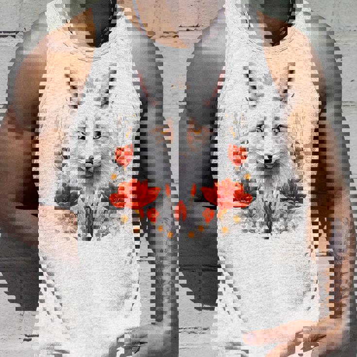 狐 アニマル柄 モチーフ 図面 イラスト 自然 狐 タンクトップ 彼への贈り物