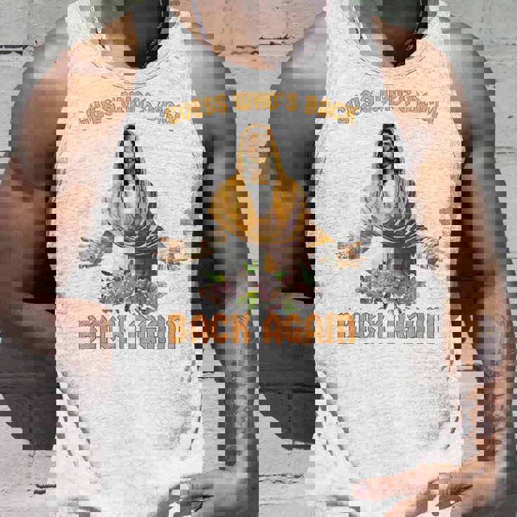 誰が戻ったと思う？また戻ってきましたイエスキリストハッピーイースター タンクトップ 彼への贈り物