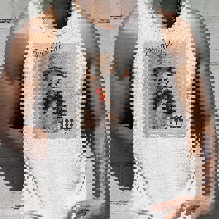 麦わら帽子 りんご パンダ 小さなパンダ 切手風 タンクトップ 彼への贈り物