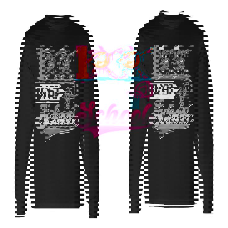 100 Days Of School Boys Basketball Drip 100th Day Teacher Long Sleeve T-Shirt