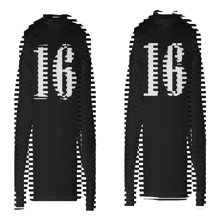 16番 16番 番号付き 長袖Tシャツ