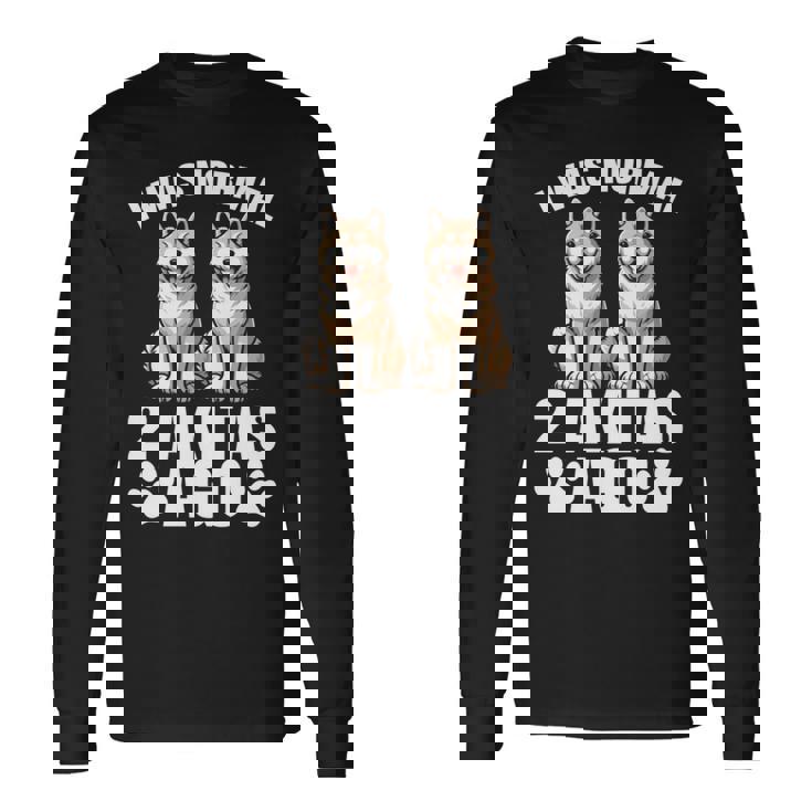 2 秋田犬前は普通だった 面白い秋田犬愛好家 長袖tシャツ 長袖Tシャツ