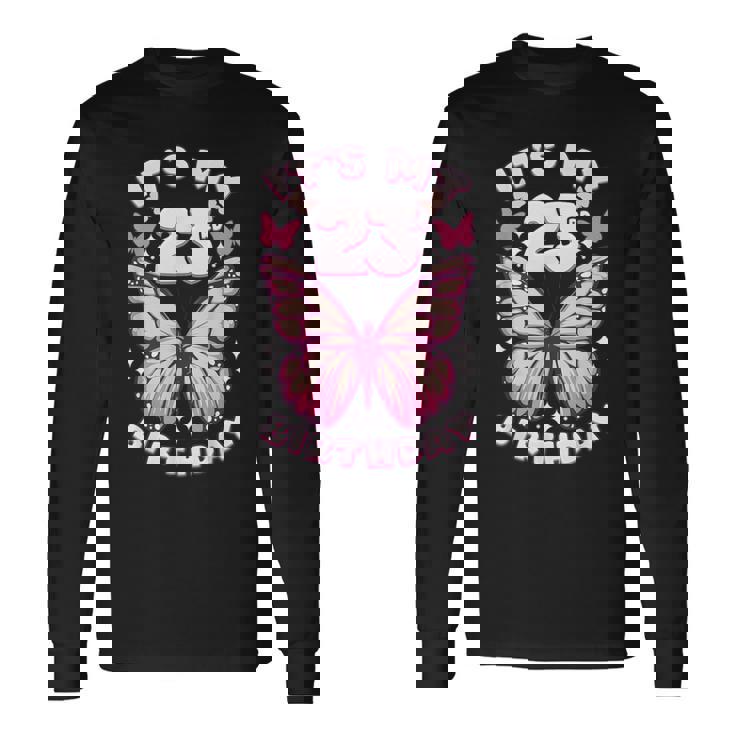 23歳の誕生日、少女23年、蝶と23の数字 長袖Tシャツ